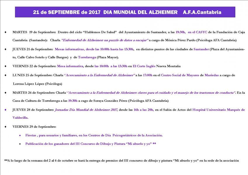 DÍA MUNDIAL DE ALZHEIMER 2017