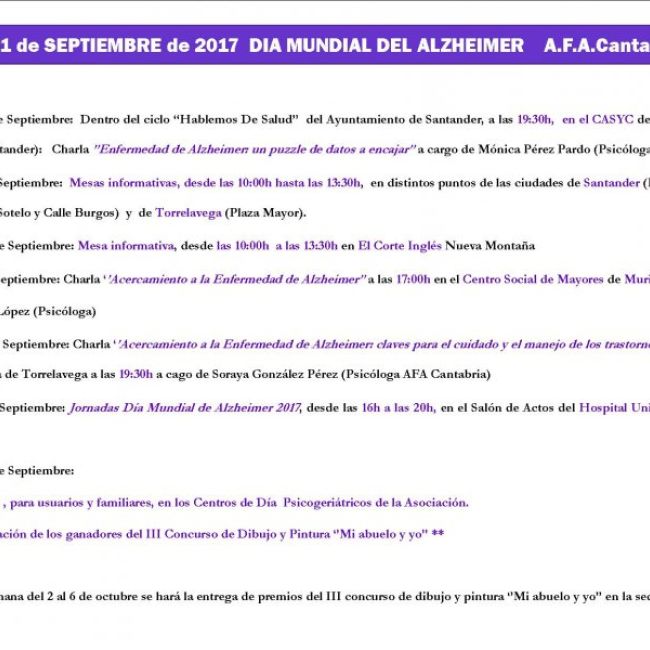 DÍA MUNDIAL DE ALZHEIMER 2017